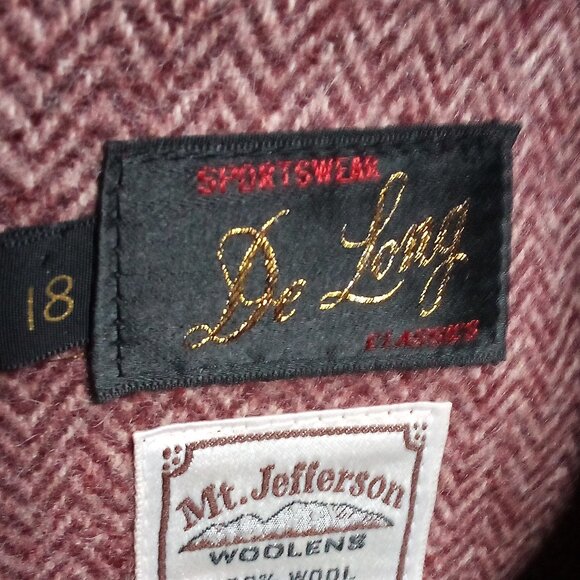 Vintage De Long Mt. Jefferson Wool Chore Coat Jacket Parka Herringbone - Picture 3 of 5